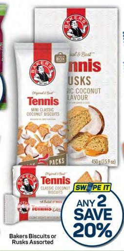 Any 2 Bakers Biscuits Or Rusks Assorted 