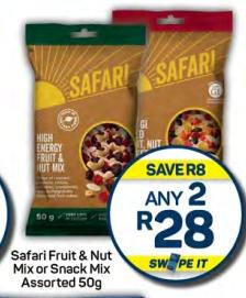 Any 2 Safari Fruit & Nut Mix or Snack Mix Assorted 50g