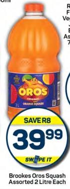 Brookes Oros Squash Assorted 2Litre Each