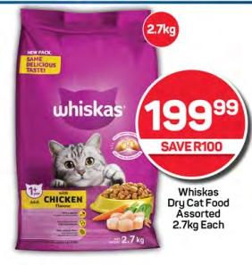 Whiskas Dry Cat Food Assorted with Chicken Flavour 2.7kg Each