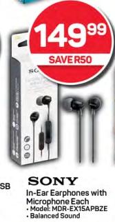 Sony In-Ear Earphones with Microphone Each