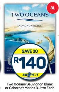 Two Oceans Sauvignon Blanc or Cabernet Merlot