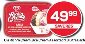 Ola Rich 'n Creamy Ice Cream Assorted 1.8 Litre Each