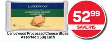 Lancewood Processed Cheese Slices Assorted 350gm