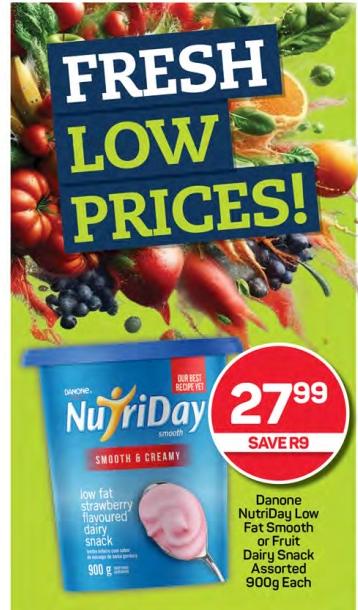 Danone NutriDay Low Fat Smooth or Fruit Dairy Snack Assorted 900g