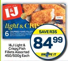 I&J Light & Crispy Fish Fillets Assorted 450gm/500gm