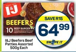 I&J Beefers Beef Patties Assorted 500gm