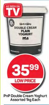 PnP Double Cream Plain Yoghurt Assorted 1kg