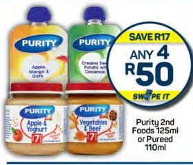 Purity  2nd Foods 125ml or Pureed 110ml Any 4