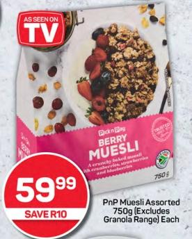 PnP Muesli Assorted 750g (Excludes Granola Range) Each