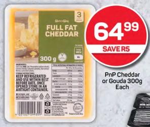 PnP Cheddar or Gouda 300g Each