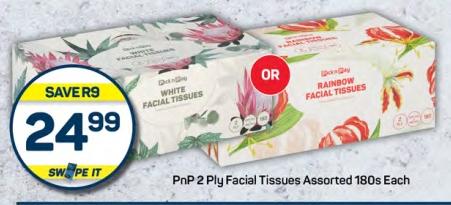 PnP 2 Ply Facial Tissues Assorted 180s Each