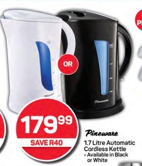 Pineware 1.7Litre Automatic Cordless Kettle 