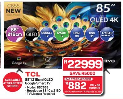 TCL 85" (216cm) QLED Google Smart TV 