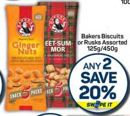 Bakers Biscuits or Rusks Assorted 125G /450 GM