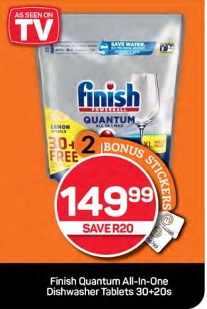 Finish Quantum All-In-One Dishwasher Tablets 30+20s