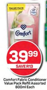 Comfort Fabric Conditioner Value Pack Refill Assorted 800ml Each