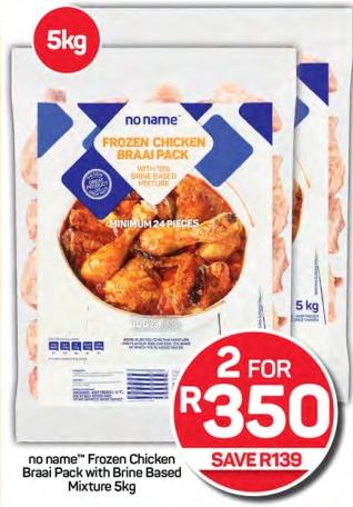 no name™ Frozen Chicken Braai Pack with Brine Based Mixture 5kg