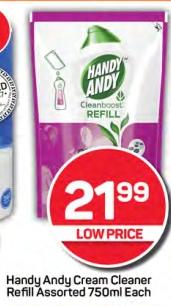 Handy Andy Cream Cleaner Refill Assorted 750ml Each