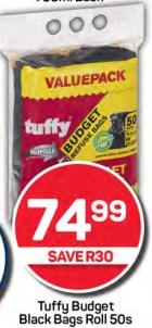 Tuffy Budget Black Bags Roll 50s