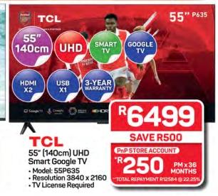 TCL 55" (140cm) UHD Smart Google TV