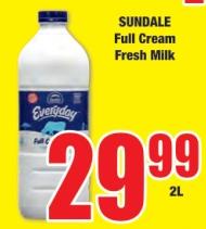 Sundale Full Cream Fresh Milk 2 Ltr