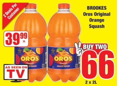 BROOKES Oros Original Orange Squash 2X2L