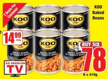 KOO Baked Beans in Tomato Sauce 6X410G