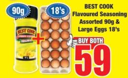 BEST COOK Flavoured Seasoning Assorted 90g & Large Eggs 18's