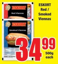 ESKORT Red / Smoked Viennas 500 gm 