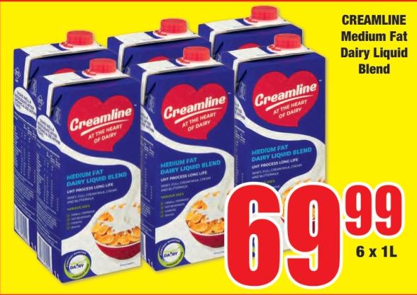 CREAMLINE Medium Fat Dairy Liquid Blend 6x1 ltr