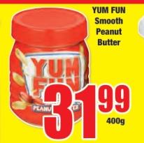 YUM FUN Smooth Peanut Butter 400g