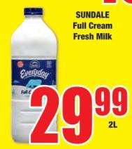 Sundale Full Cream Fresh Milk 2Ltr