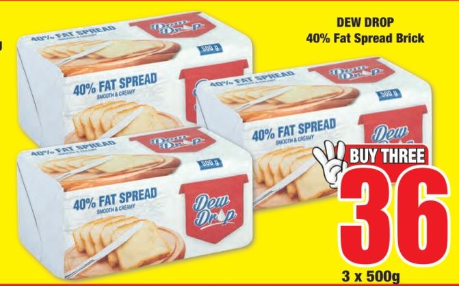 Dew Drop 40% Fat Spread Brick 3x500g