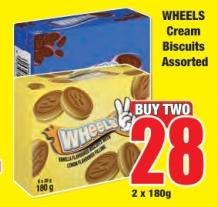 WHEELS Cream Biscuits Assorted 2X180G