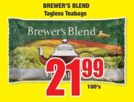 Brewer's Blend Tagless Teabags 100 'S