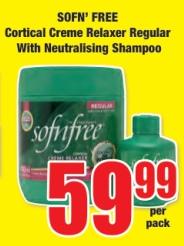 SOFN' FREE Cortical Creme Relaxer Regular With Neutralising Shampoo