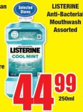 Listerine Anti-Bacterial Mouthwash Assorted, 250ml