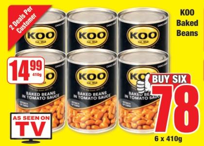 KOO Baked Beans in Tomato Sauce 6X410GM