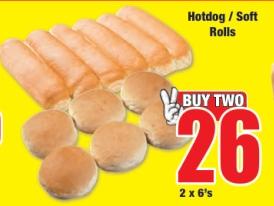 Hotdog / Soft Rolls 2x6's 