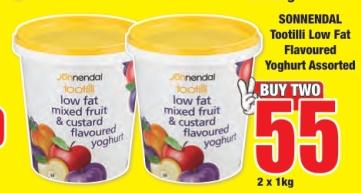 SONNENDAL Tootilii Low Fat Flavoured Yoghurt Assorted 2X1KG