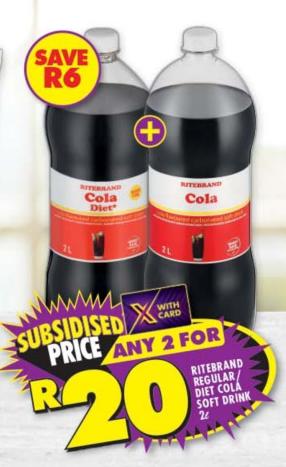 Ritebrand Cola and Diet Cola Soft Drink 2L