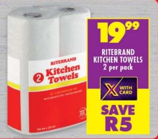 Ritebrand Kitchen Towels 2Per Pack