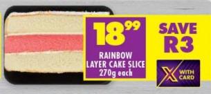 Rainbow Layer Cake Slice 270gm