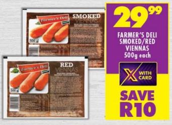 FARMER'S DELI SMOKED/RED VIENNAs 500gm