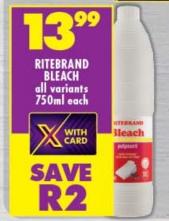 RITEBRAND BLEACH all variants each 750ml