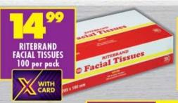 RITEBRAND FACIAL TISSUES 100per pack