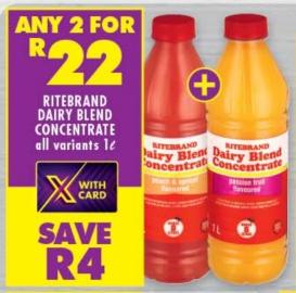 Ritebrand Dairy Blend Concentrate all variants 1ltr Any 2