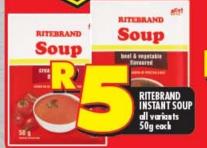 Ritebrand Instant Soup, all variants 50gm