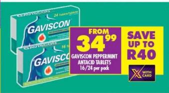 Gaviscon Peppermint Antacid Tablets